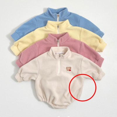 Oottbebe75｜(0m-12m)  熊熊半拉鍊包屁衣2