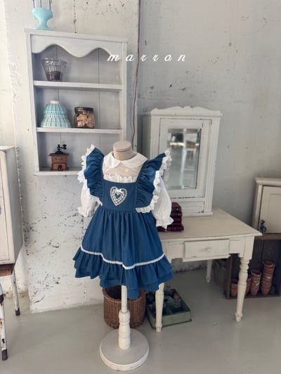 Marron25｜(1y-6y) 愛心刺繡蕾絲花邊洋裝8