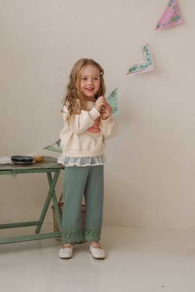 FLO18｜(75-140) 3色蕾絲滾邊直筒長褲7