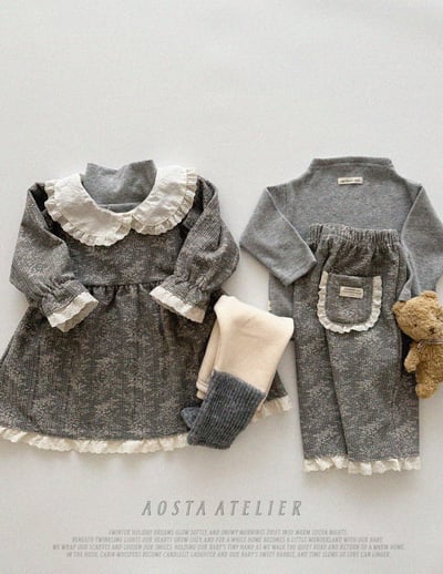 AOSTA49｜(6m-5y) 蕾絲花邊口袋碎花長褲8