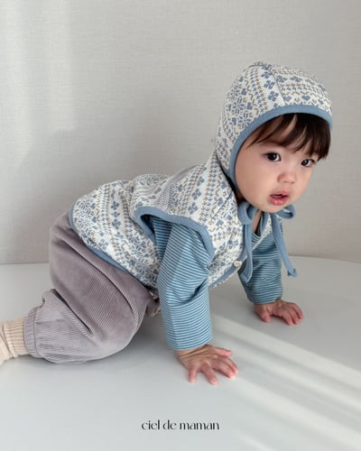 Cieldemaman10｜(6M~24M)  2色雪花針織背心含帽子5