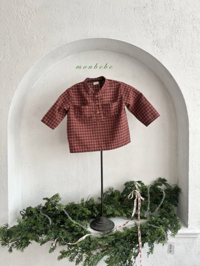 MONBEBE53｜(1y-8y) 立領格紋襯衫5