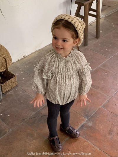 JE553｜(66-90cm) 花邊袖碎花包屁衣15