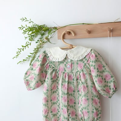 LEMONADE25｜(55cm-85cm) 2色玫瑰碎花包屁衣含帽子6