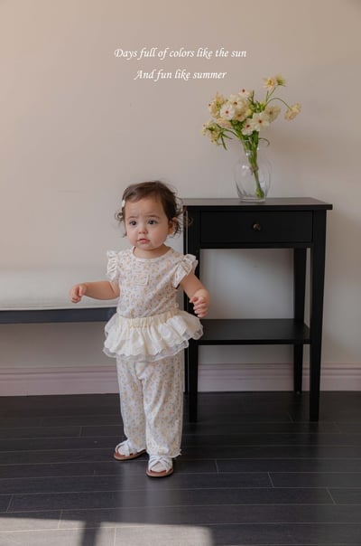 M-KIDS06｜(65-115cm) 素面/碎花飛袖套裝11