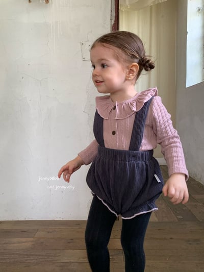 JE564｜(73-100cm) 荷葉領開襟外套/坑條滾邊吊帶褲12