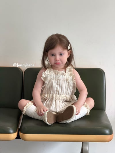 JE691｜(66-90cm)  蕾絲花邊條紋無袖包屁衣11