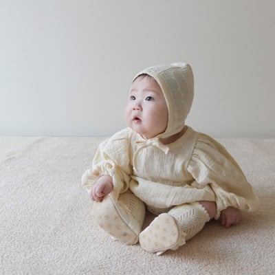 LEMONADE07｜(55cm-85cm) 1色花紋娃娃袖包屁衣含帽子8