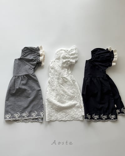 AOSTA16｜(6m-5y) 3款蕾絲泡泡袖洋裝3