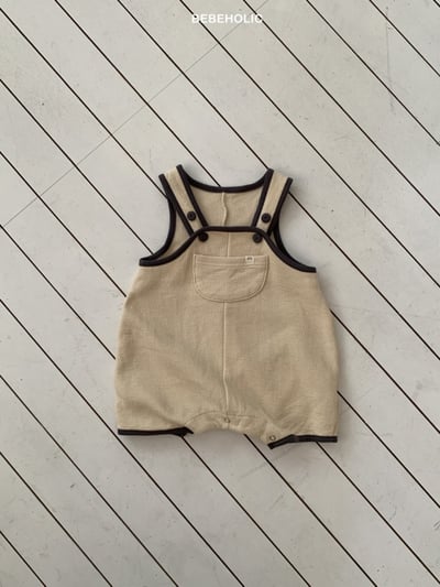 Bebe holic52｜(6m-18m) 滾邊吊帶包屁褲5