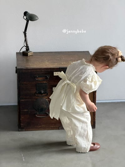 JE681｜(80-110cm)  泡泡袖花邊緞帶套裝6