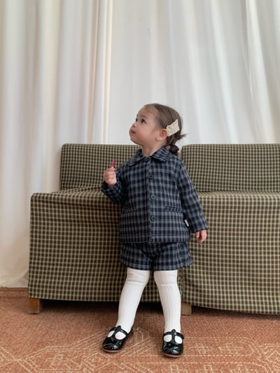 JE633｜(80cm-110cm) 法式格紋套裝/經典圓領上衣18