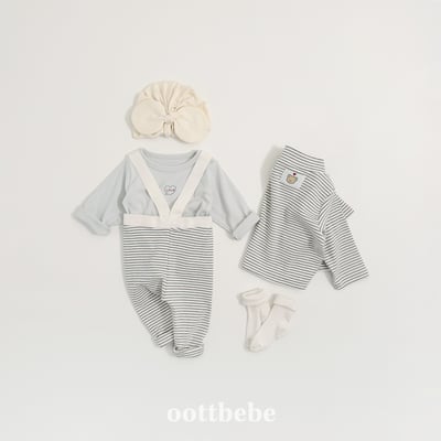Oottbebe81｜(0m-12m) 條紋緊身吊帶褲10