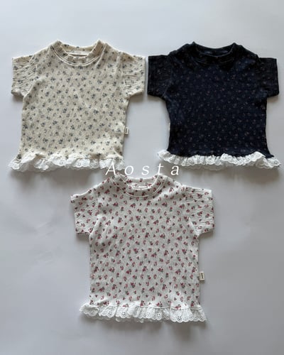 AOSTA25｜(6m-5y) 3款碎花蕾絲裙邊上衣2