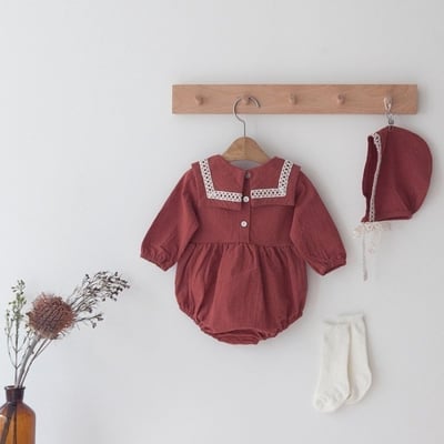 LEMONADE21｜(55cm-85cm) 2色滾邊翻領包屁衣含帽子19