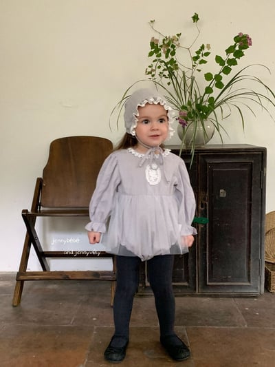 JE557｜(66-90cm) 蕾絲袖章包屁衣含帽子6