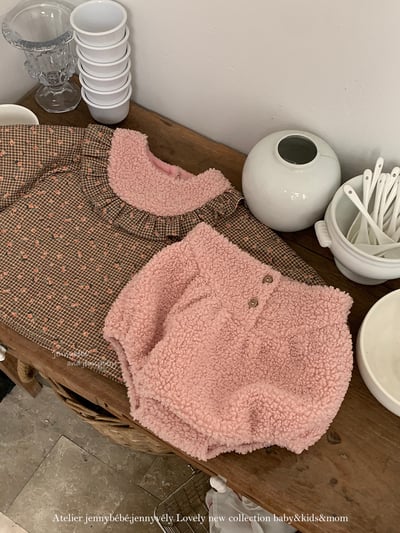 JE 642｜(80-110cm)  絨毛小碎花包屁裝6