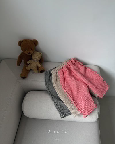 AOSTA38｜(6m-5y) 細格紋直筒長褲6