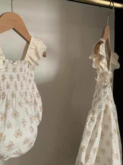 JE35｜(66-130cm) 抓皺碎花包屁衣/洋裝4