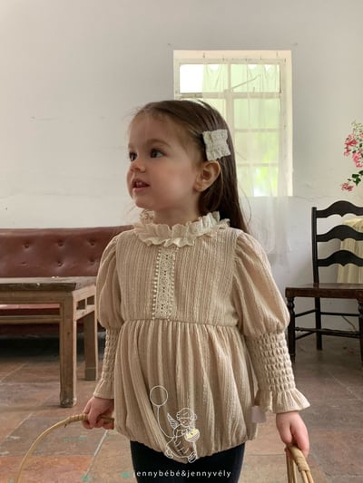 JE585｜(66-90cm) 蕾絲花邊領泡泡袖包屁衣17