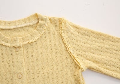 FLO34｜(75-140) 3色滾邊小蕾絲開襟外套25