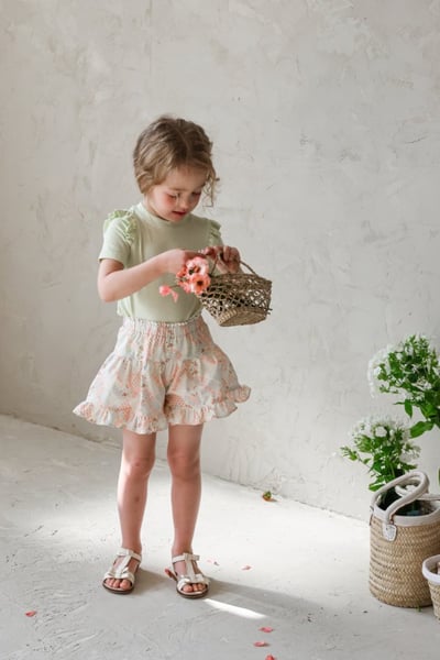 FLO23｜(75-140) 碎花荷葉邊短褲9