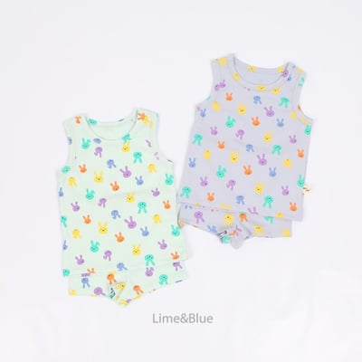 LIME&BLUE14｜(80-118cm)  彩色兔兔無袖服6