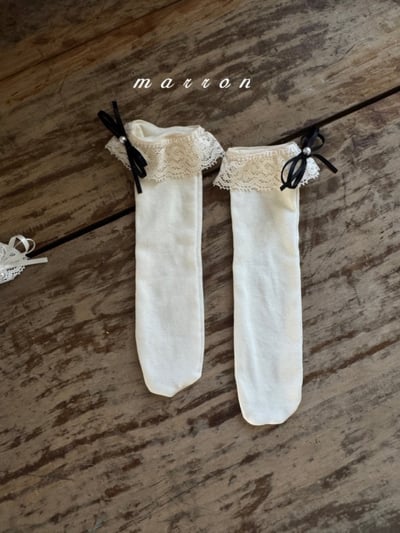 Marron36｜(3m-18m) 蕾絲蝴蝶結無根襪8