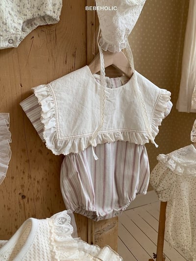Bebe holic20｜(3m-18m) 翻領條紋連身服5