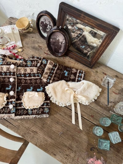 Marron 71｜(free) 蕾絲花邊刷毛披巾3