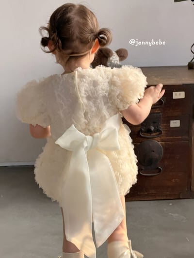 JE694｜(66-90cm)  蕾絲花邊緞帶包屁衣10