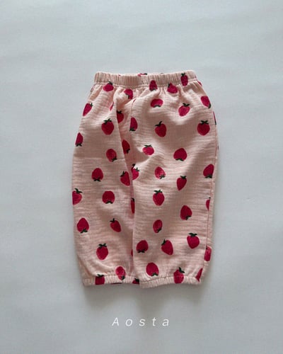 AOSTA23｜(6m-5y) 印花棉麻休閒縮口褲6