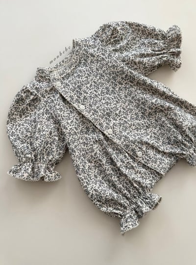 MONBEBE12｜(0m-6m) 荷葉滾邊北歐印花包屁衣16