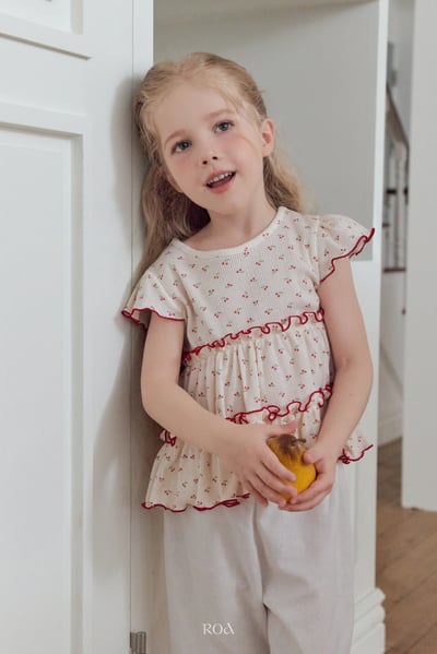 ROA23｜(6m-18m) 2色櫻桃捲邊層次上衣7