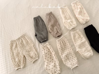 Valubebe67｜(65-90) 棉麻印花縮口褲2