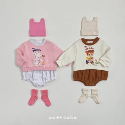 Oottbebe23｜(0m-12m) 熊兔拼色包屁衣2