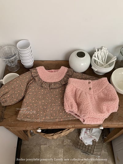 JE 642｜(80-110cm)  絨毛小碎花包屁裝2