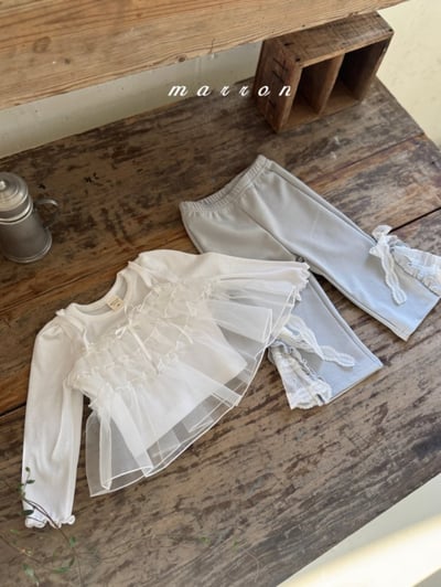 Marron19｜(1y-6y) 蝴蝶結蕾絲開岔長褲15