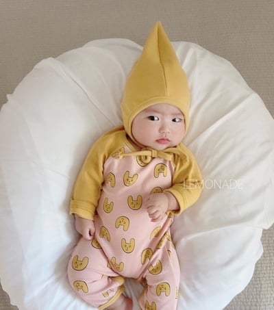 LEMONADE42｜(55cm-85cm) 2色印花連身衣含帽子13