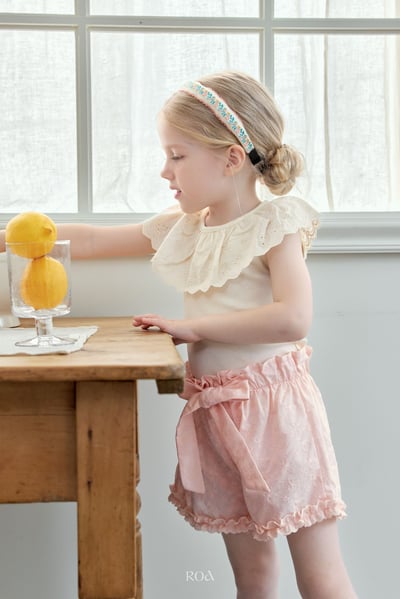 ROA30｜(6m-18m) 2色花邊緞帶短褲16