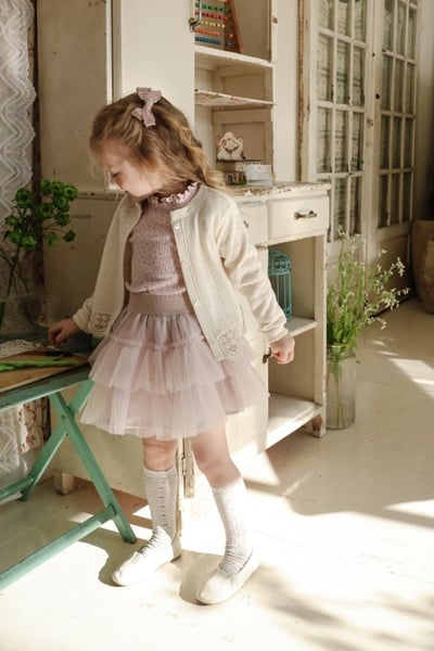 FLO54｜(75-140) 2色針織蕾絲滾邊開襟外套14