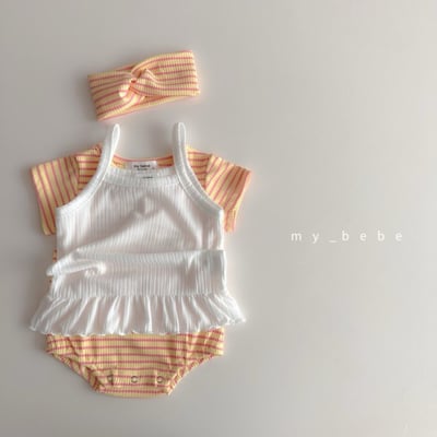 my_bebe17｜(58-72cm) 羅紋包屁衣含髮帶7