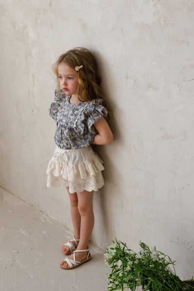 FLO08｜(75-140) 花朵蕾絲襯衫衣1