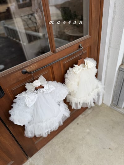 Marron31｜(3m-18m) 薄紗滾邊蓬蓬袖洋包屁衣11