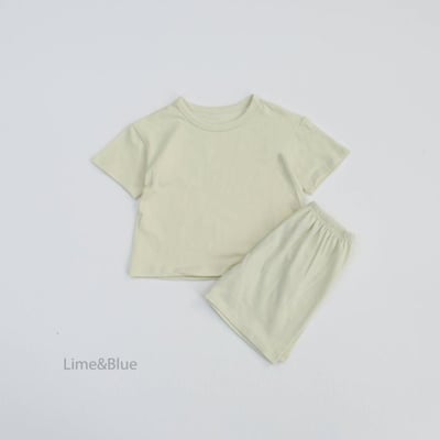 LIME&BLUE30｜(55-118cm MOM-DAD)  透氣素色親子套裝9