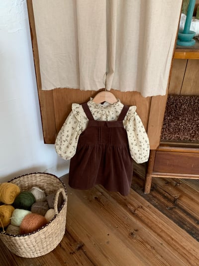 JE589｜(73cm-120cm) 燈芯絨背心洋裝/碎花荷葉上衣21