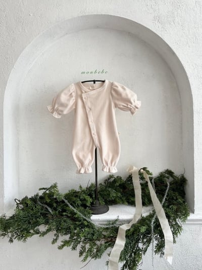 MONBEBE52｜(0m-6m) 4色貴氣排釦連身衣7