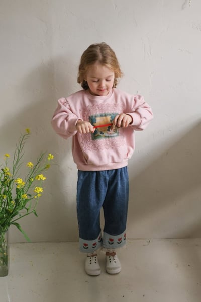 FLO50｜(75-140) 2色法式油畫插圖休閒上衣10