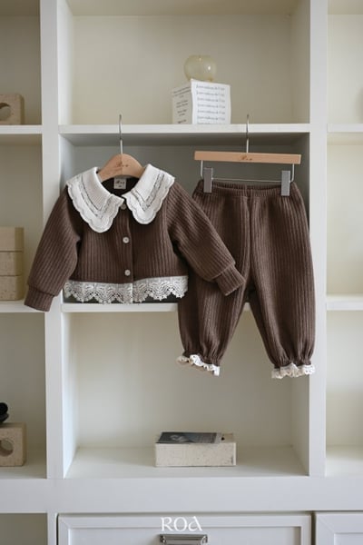 ROA11｜(80cm-120cm) 2色蕾絲翻領絨毛開衫上衣3