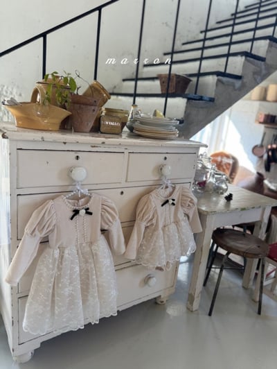 Marron 60｜(1y-6y) 宮廷袖珍珠蕾絲紗洋裝7